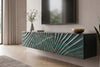 Floating TV Stand Fossil 160cm Mango Wood Turquoise 3D Effect