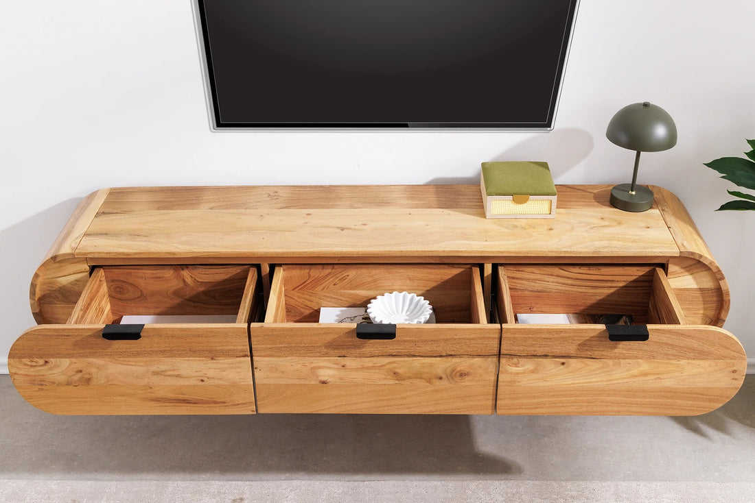 Floating TV Stand Leno 160cm Acacia Wood Natural