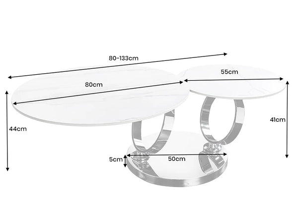 Rotating Coffee Table Axis 80-133cm Ceramic Travertine & Rust