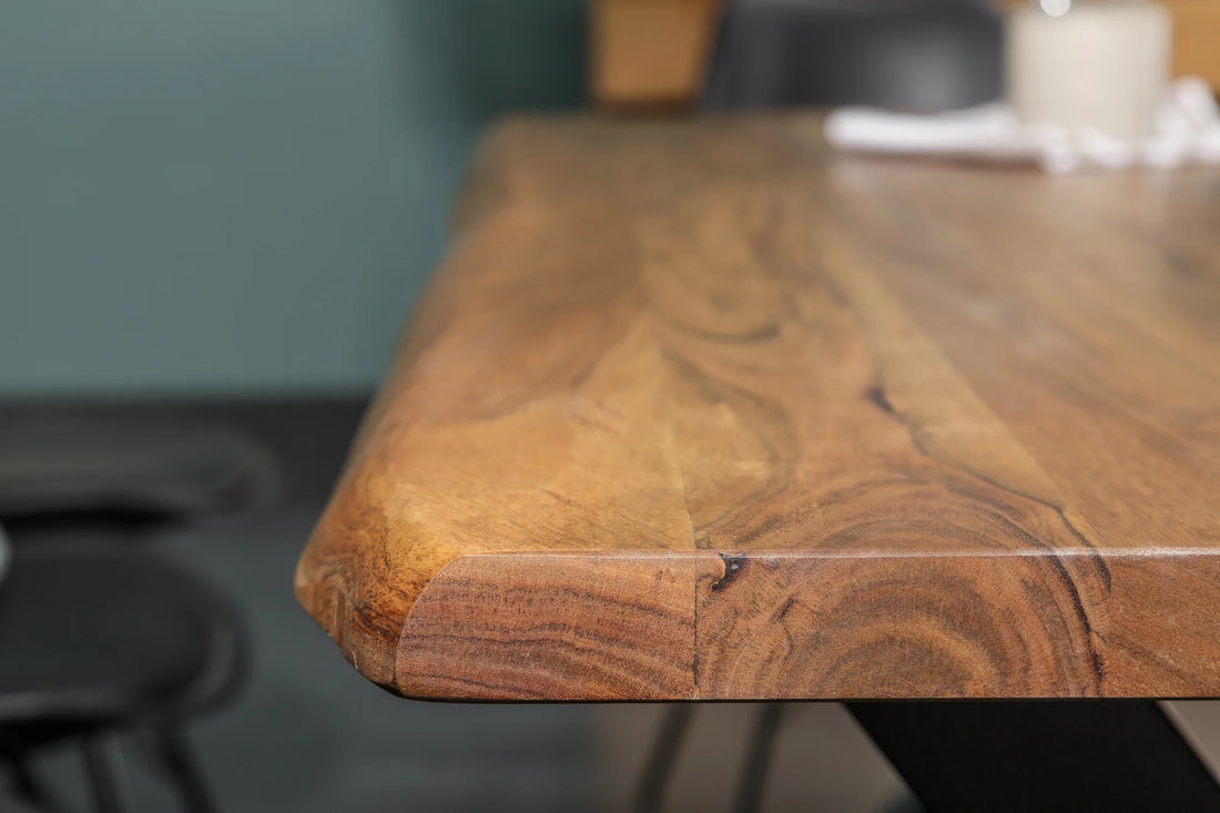 Dining Table Monolith 160cm Acacia Wood Honey X-Frame