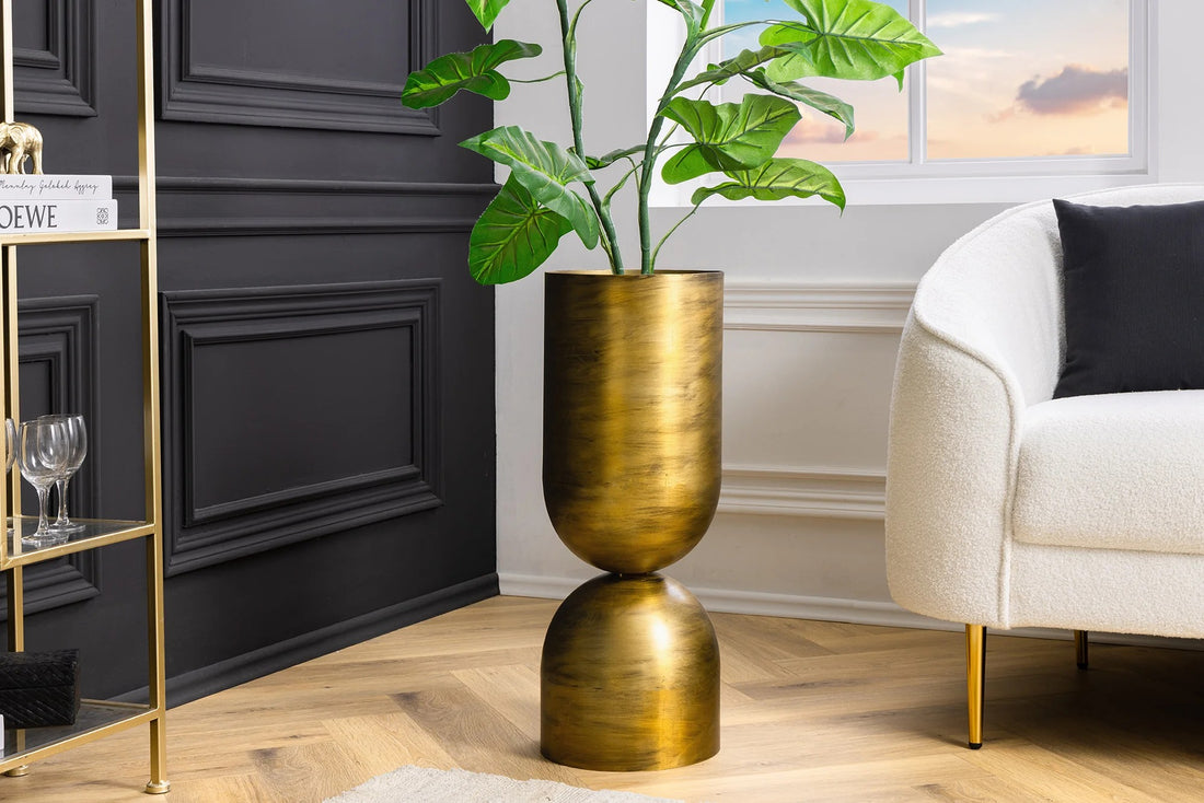 Decorative Vase Sandglass 56cm Metal Gold