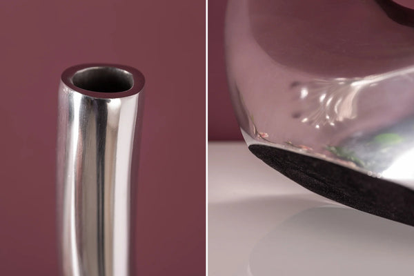 Vase Wave 106cm Metal Silver