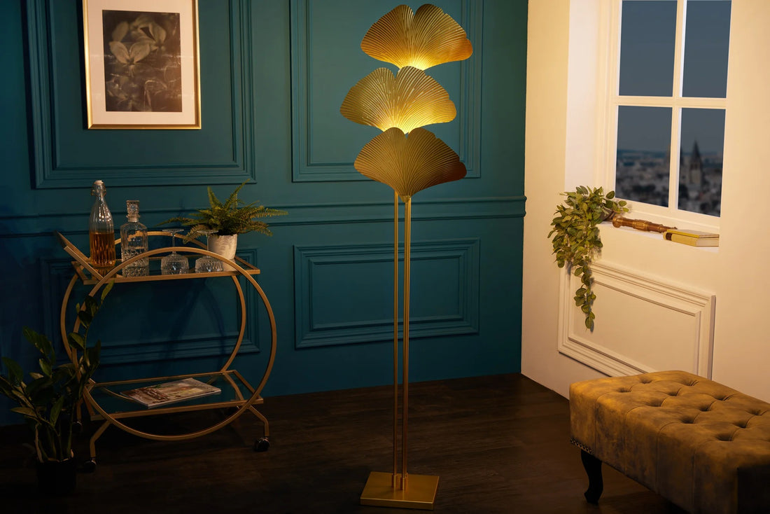 Floor Lamp Ginkgo 160cm Metal Gold