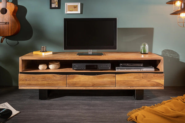 TV Stand Monolith 160cm Acacia Wood Honey Black