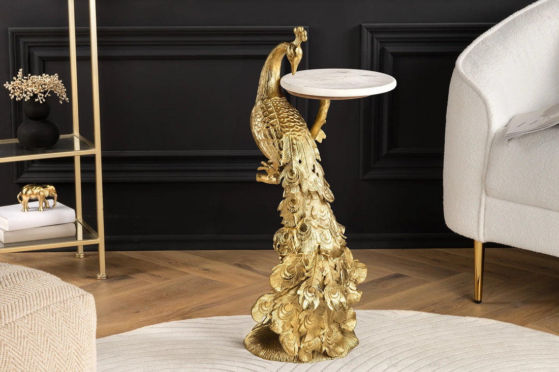 Side Table Peacock 75cm Metal Gold