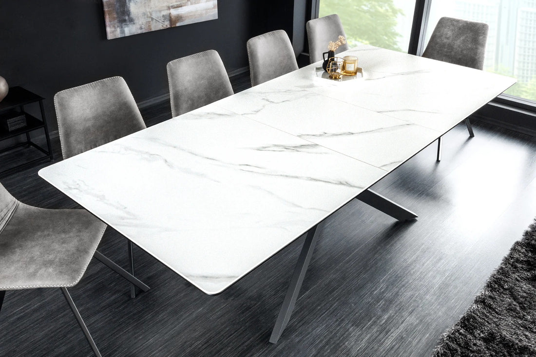 Extendable Dining Table Alpine 160-200cm Ceramic Marble Look