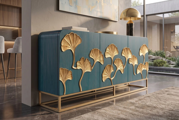 Sideboard Ginkgo 160cm Mango Wood Turquoise