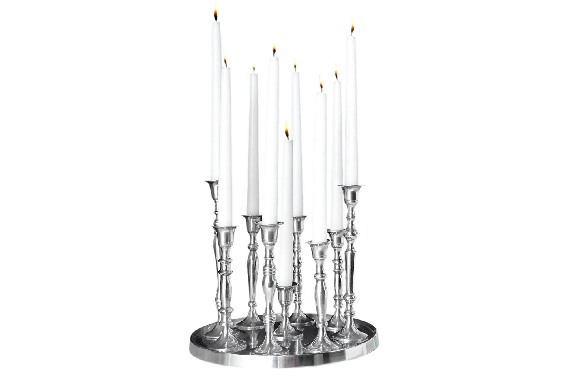 9-Flame Candlestick Baroque 30cm Metal Silver