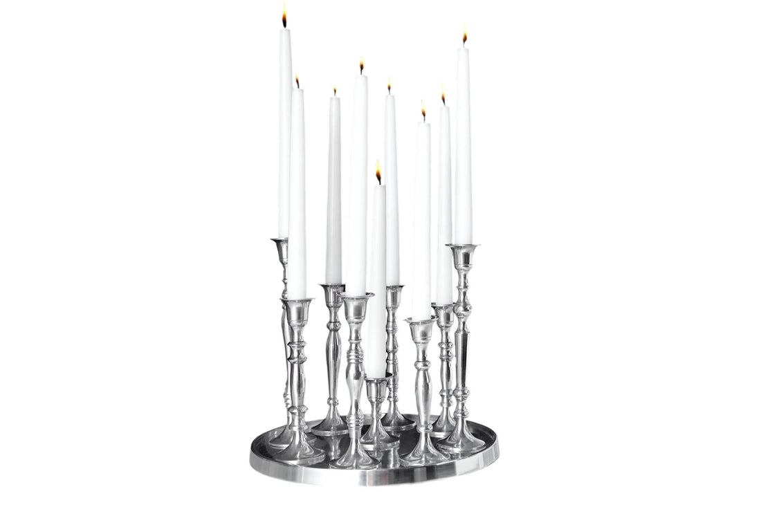 Candlestick Baroque 30cm Metal Silver 9-Flame