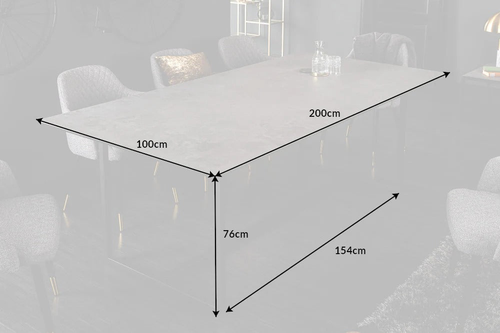 Dining Table Eclipse 200cm Ceramic Concrete Look