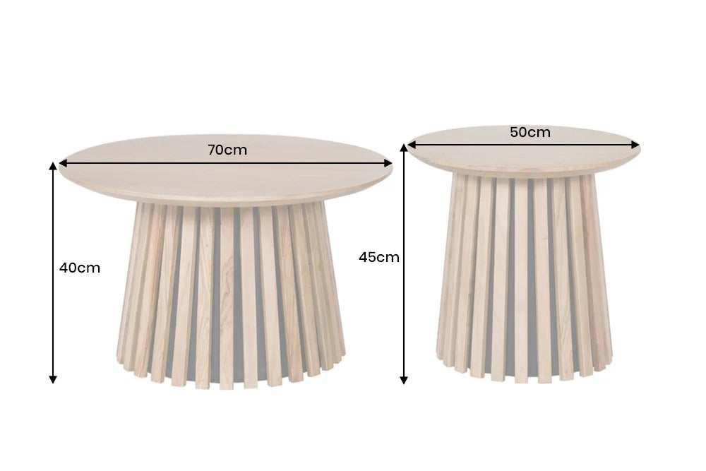 Set Of Two Coffee Tables Yoko 50cm/70cm Acacia Wood Natural