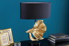 Table Lamp Crowntail 64cm Black Gold Fabric Shade Marble Base