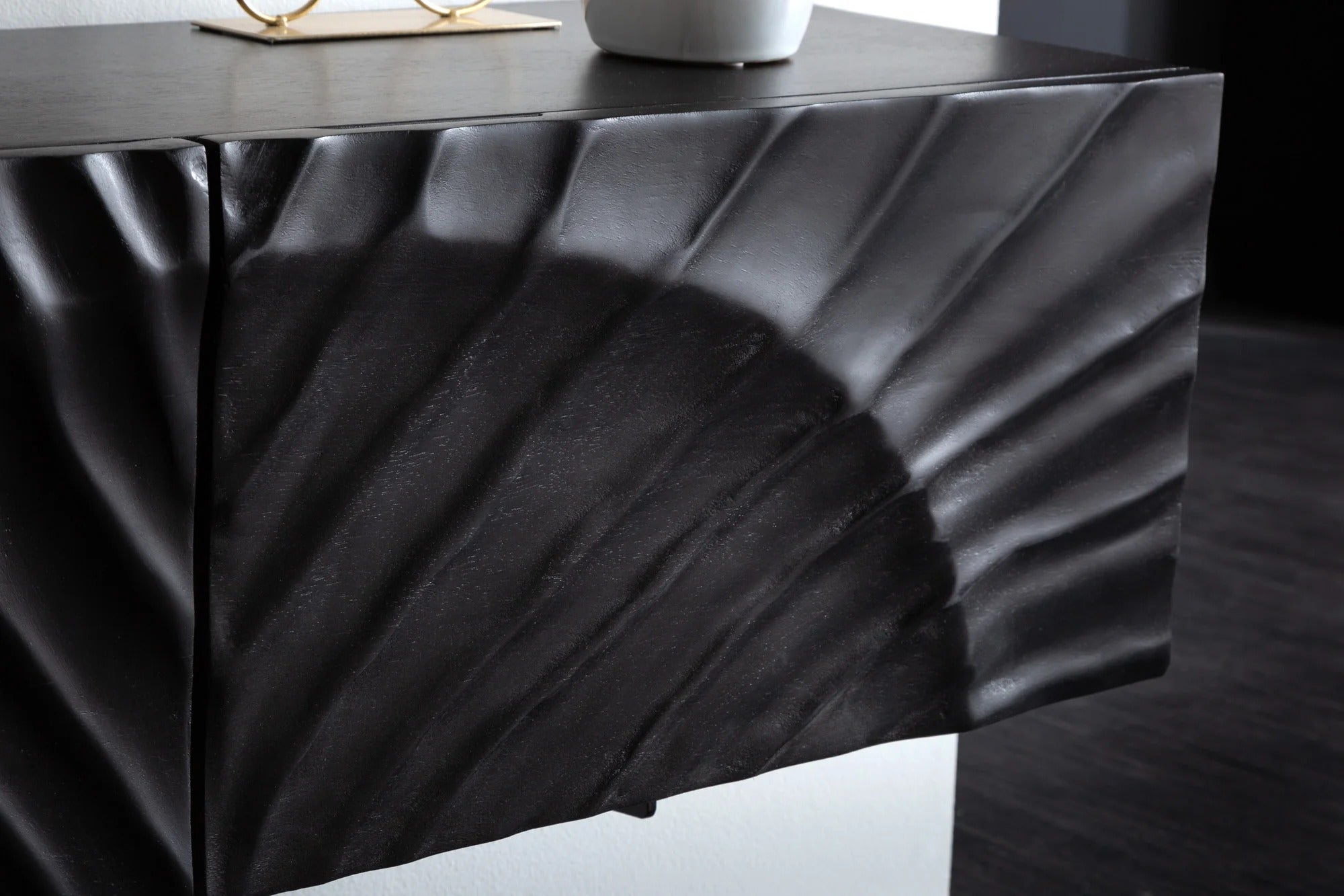 Floating TV Stand Fossil 160cm Mango Wood Black