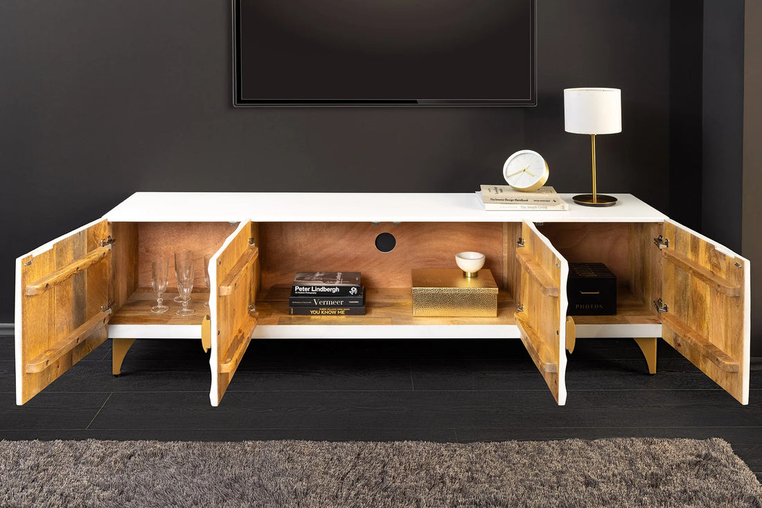 TV Stand Golden Eye 180cm Mango Wood White