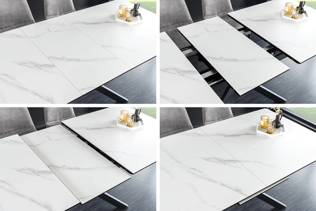 Extendable Dining Table Alpine 160-200cm Ceramic Marble Look