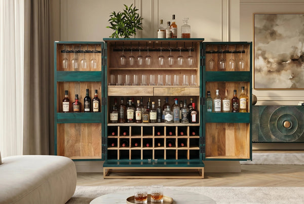 Bar Cabinet Golden Eye 140cm Mango Wood Turquoise