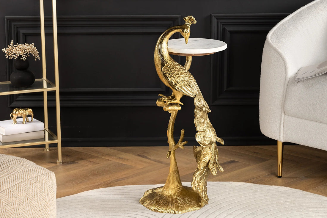 Side Table Peacock 75cm Metal Gold