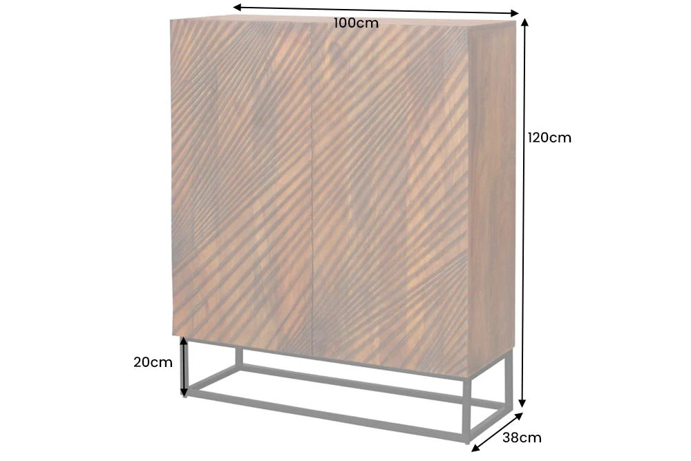 Cabinet Line Art 120cm Mango Wood Brown