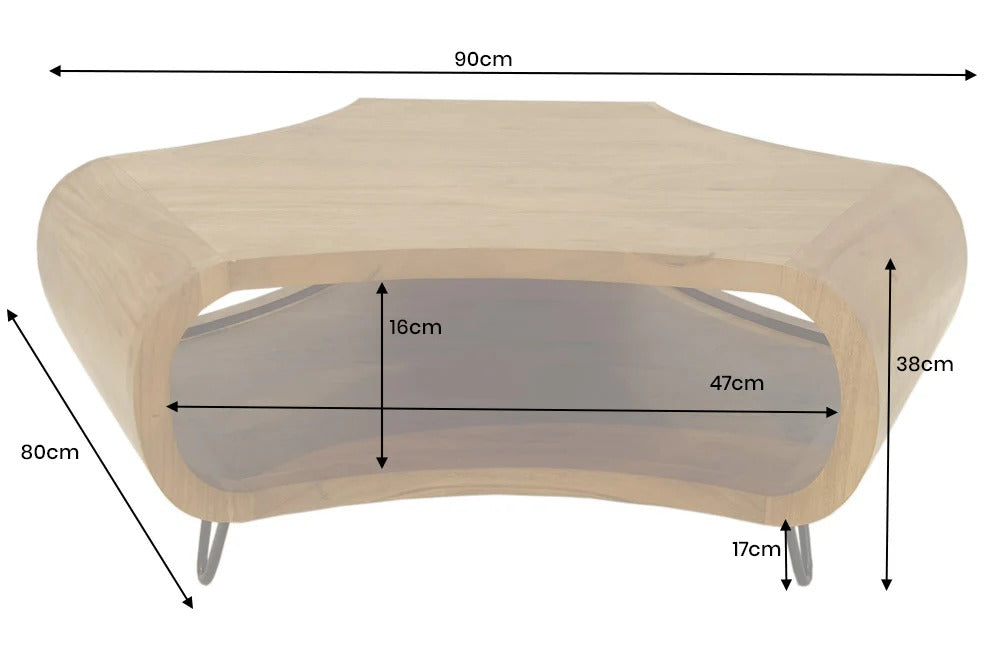 Coffee Table Organic Living 90cm Acacia Wood Honey