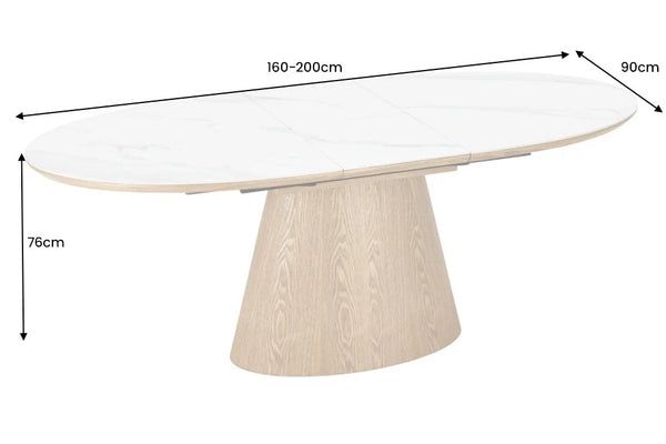 Extendable Dining Table Unique 160-200cm Ceramic White
