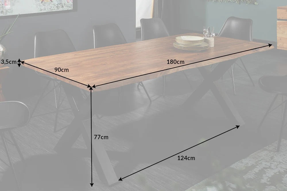 Dining Table Monolith 180cm Acacia Wood Honey X-Frame