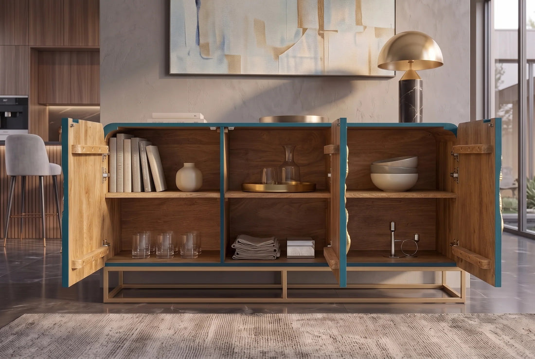 Sideboard Ginkgo 160cm Mango Wood Turquoise
