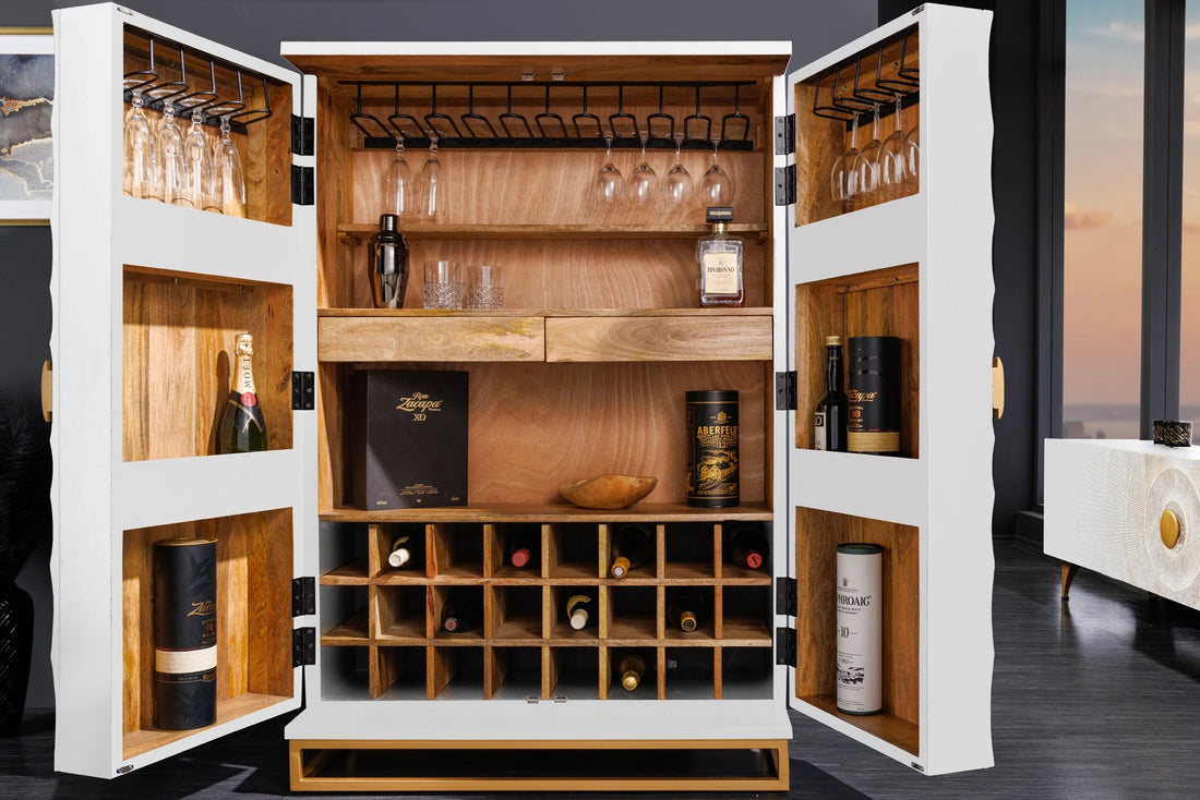 Bar Cabinet Golden Eye 140cm Mango Wood White