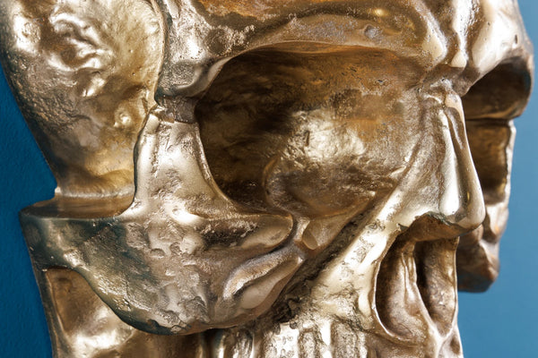 Wall Sculpture Skull 40cm Metal Gold