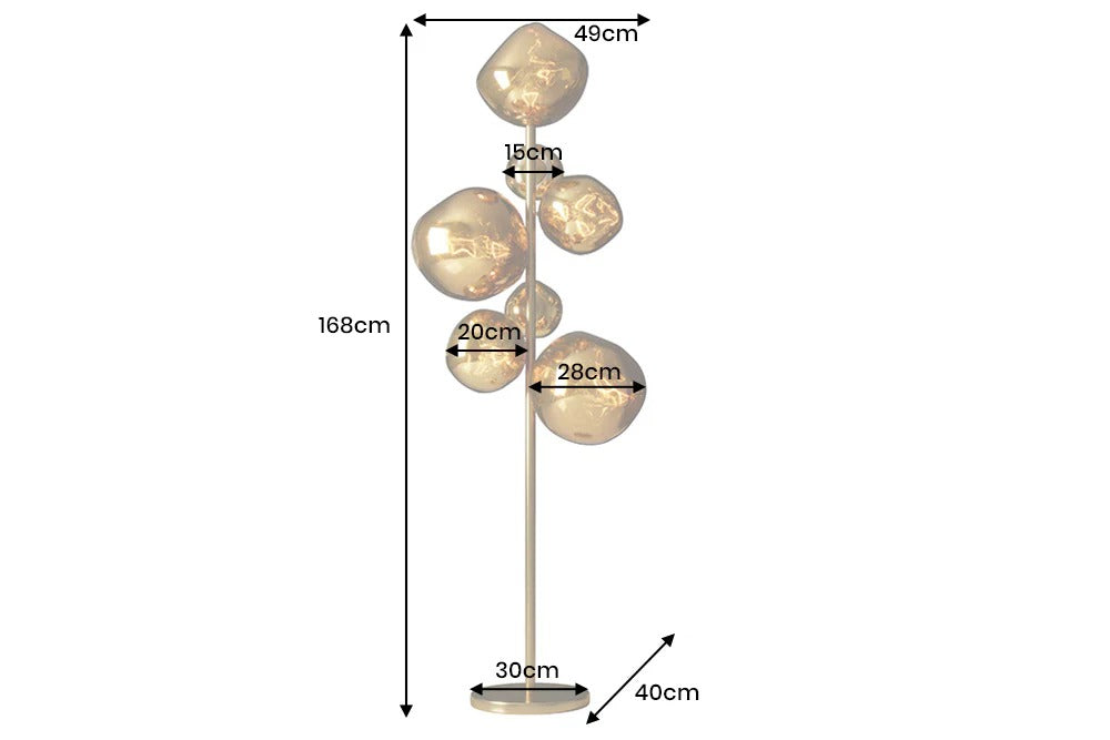 Floor Lamp Liquid Diamond 168cm Glass Gold