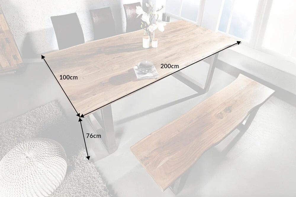 Dining Table Monolith 200cm Acacia Wood Honey