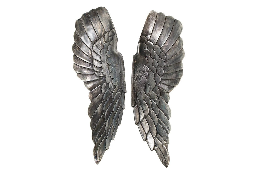 Wall Decoration Fallen Angel 65cm Metal Silver
