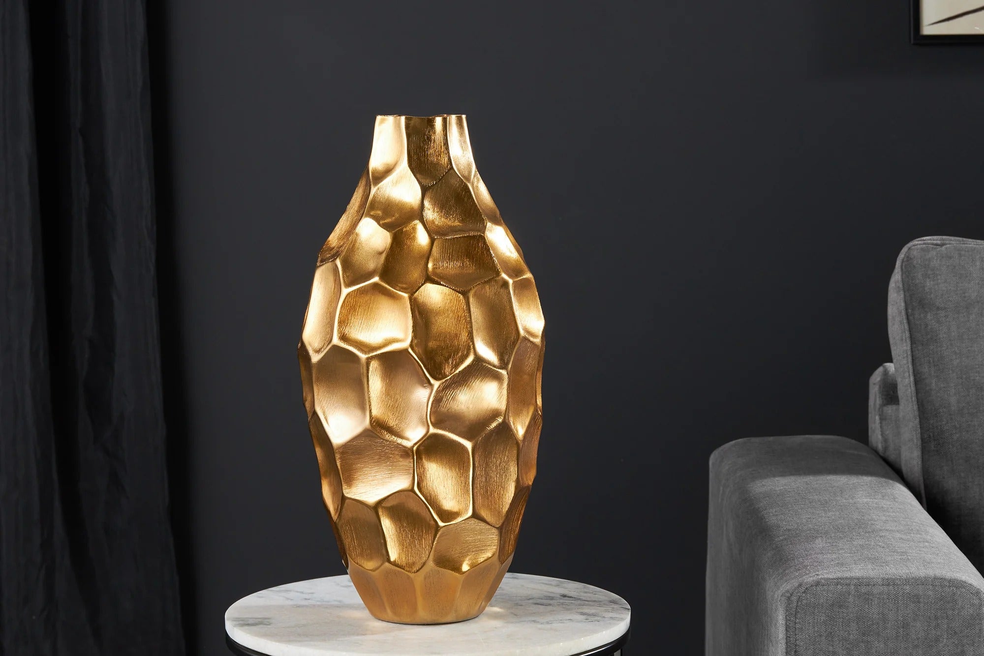 Vase Organic Orient 45cm Hammered Metal Gold