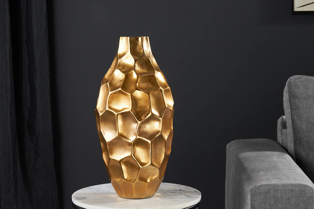 Vase Organic Orient 45cm Hammered Metal Gold