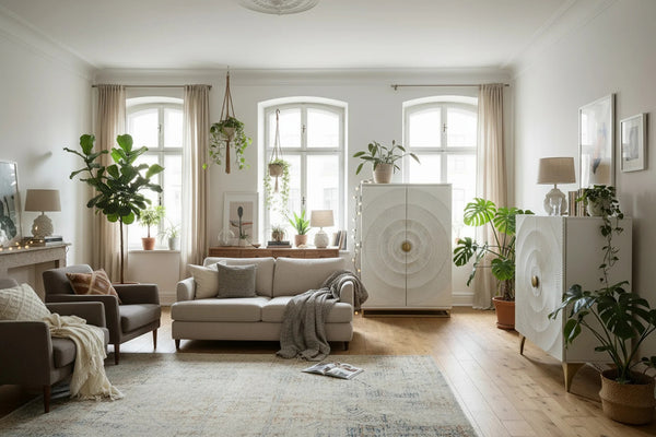 Bar Cabinet Golden Eye 140cm Mango Wood White