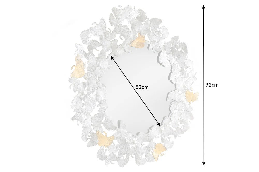 Mirror Ginkgo Leaves 92cm Metal Silver Gold
