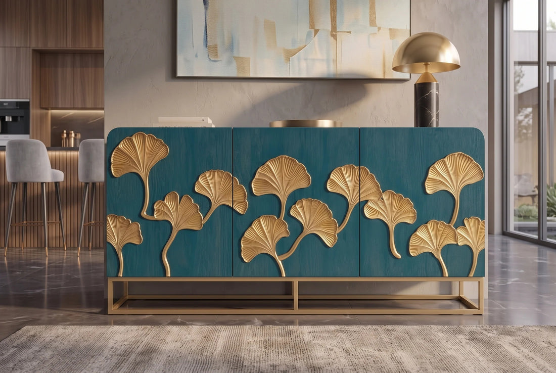 Sideboard Ginkgo 160cm Mango Wood Turquoise