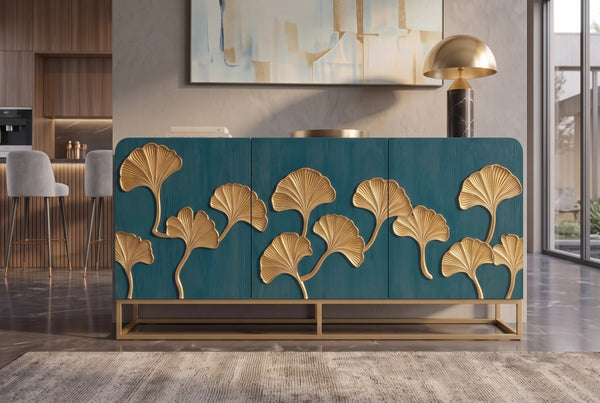 Sideboard Ginkgo 160cm Mango Wood Turquoise