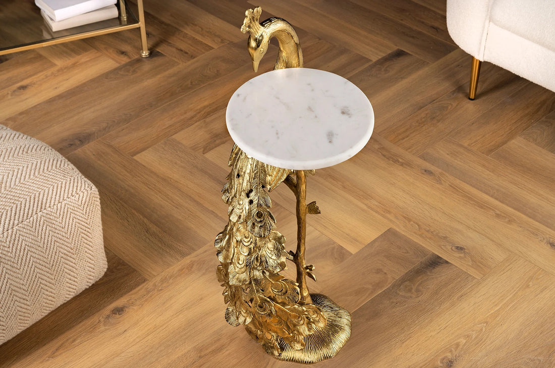 Side Table Peacock 75cm Metal Gold
