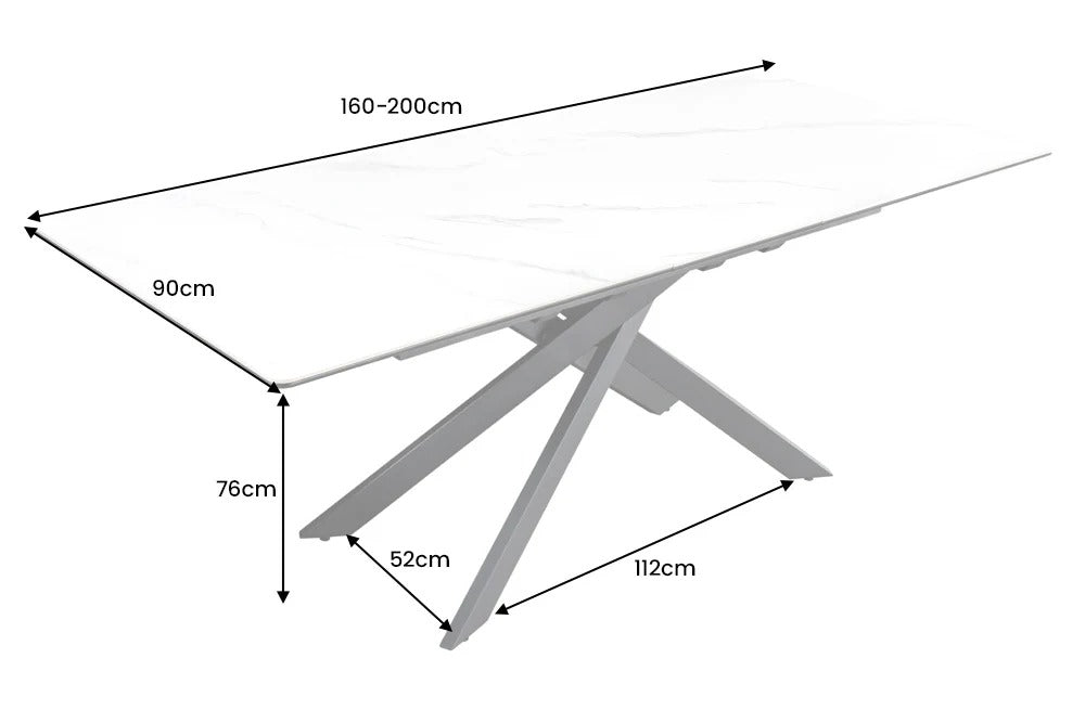 Extendable Dining Table Alpine 160-200cm Ceramic Marble Look