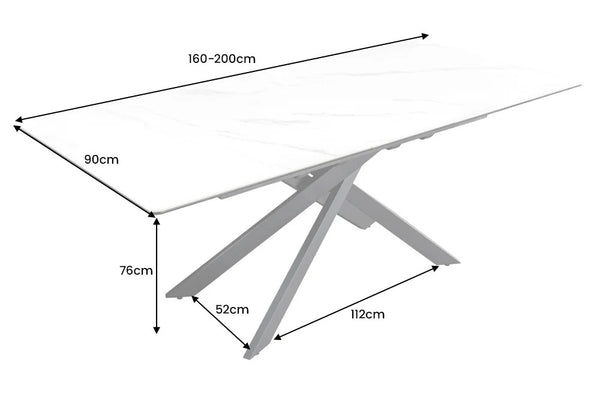 Extendable Dining Table Alpine 160-200cm Ceramic Marble Look