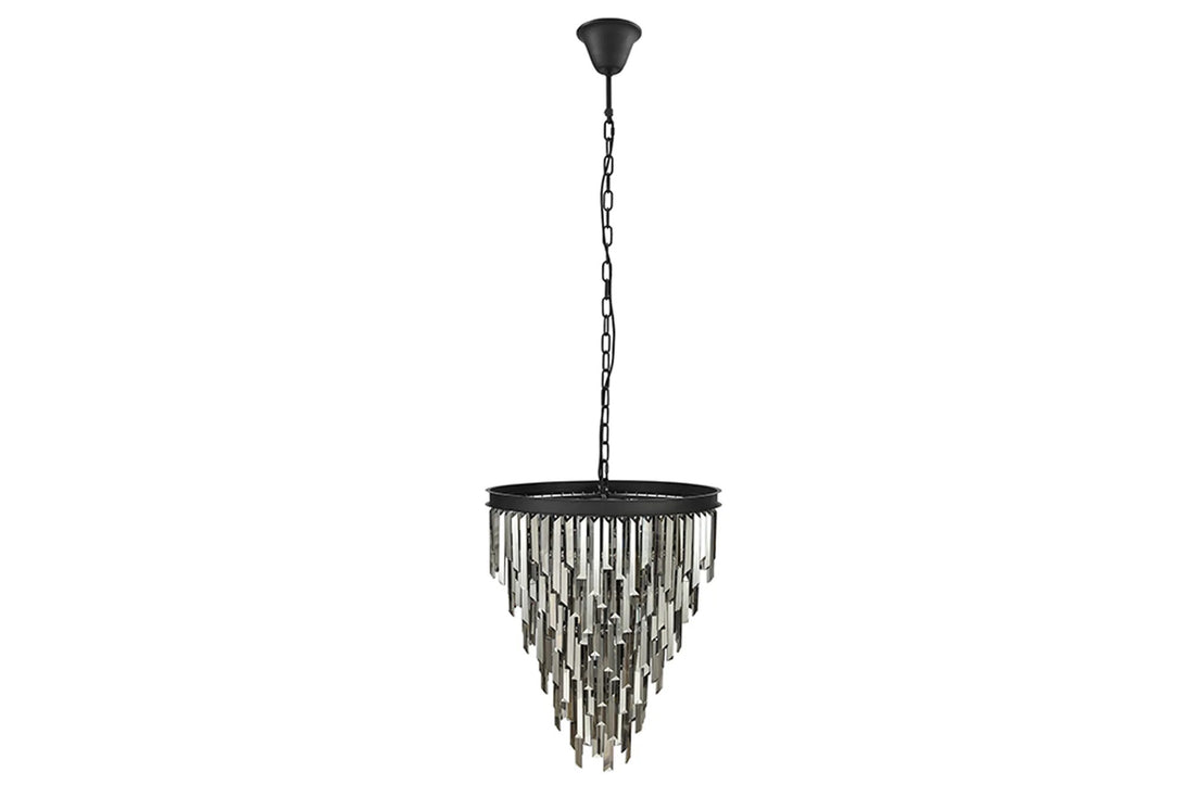 Chandelier Crystal 52cm Glass Grey