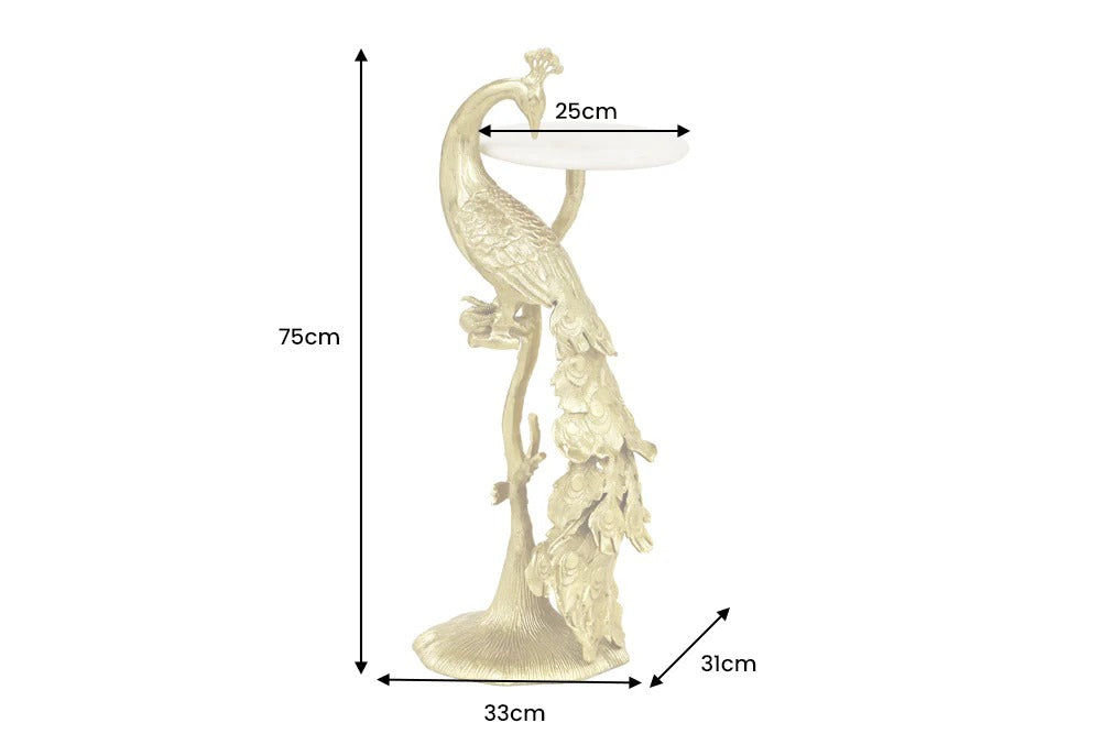 Side Table Peacock 75cm Metal Gold