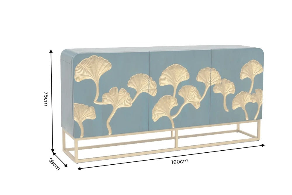 Sideboard Ginkgo 160cm Mango Wood Turquoise