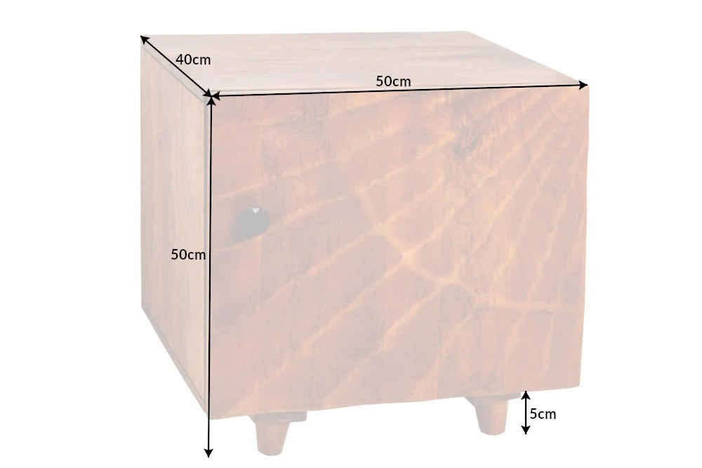 Bedside Table Fossil 50cm Mango Wood Brown