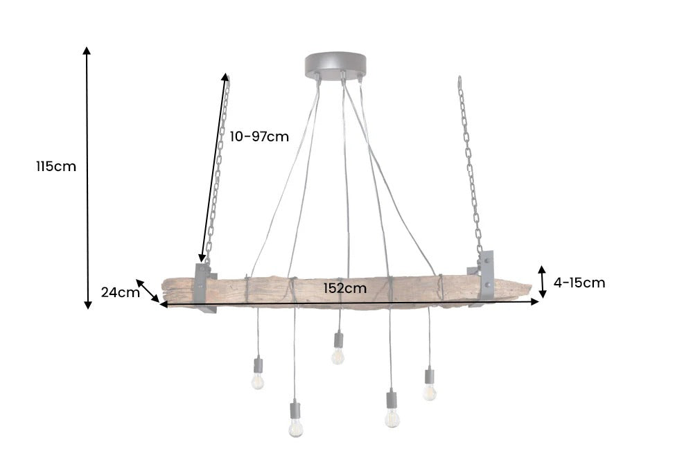Hanging Lamp Barracuda 152cm Recycled Wood Brown