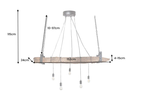 Hanging Lamp Barracuda 152cm Recycled Wood Brown