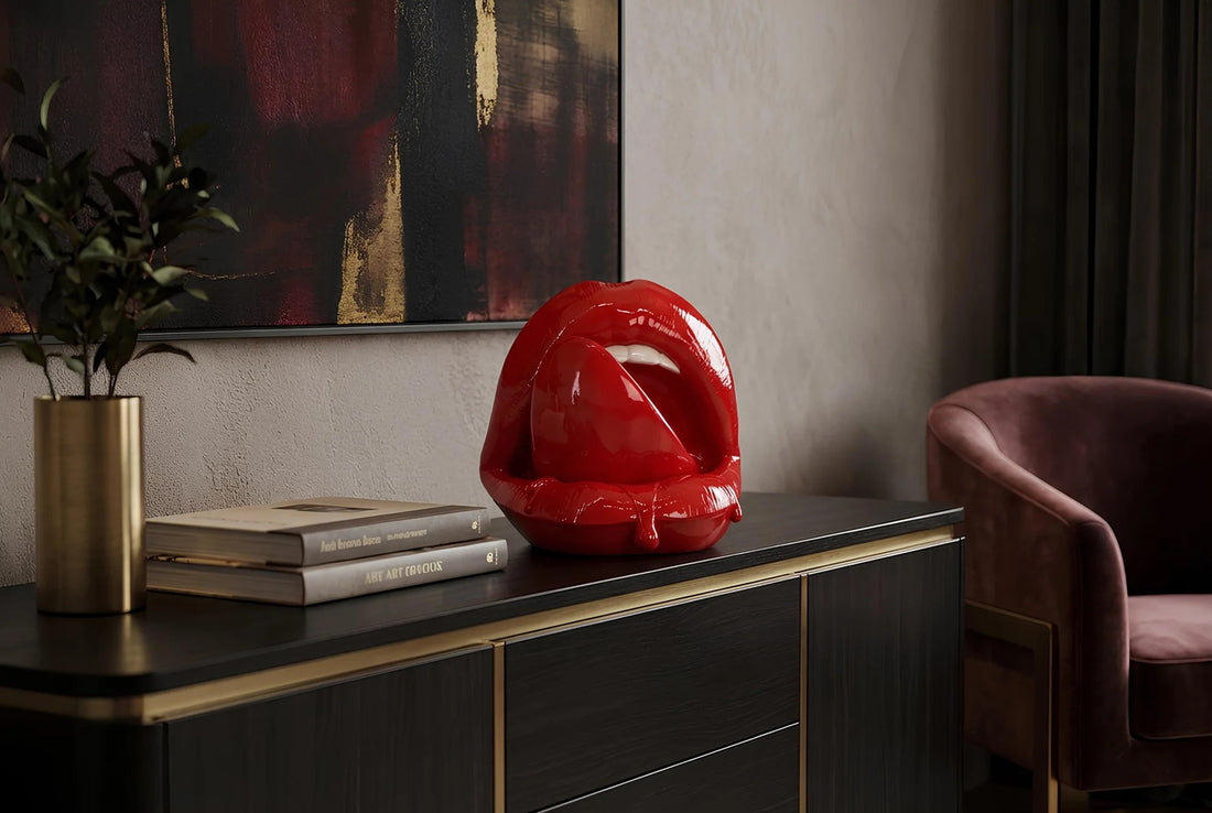 Decoration Figure Lip 25cm Polyresin Red
