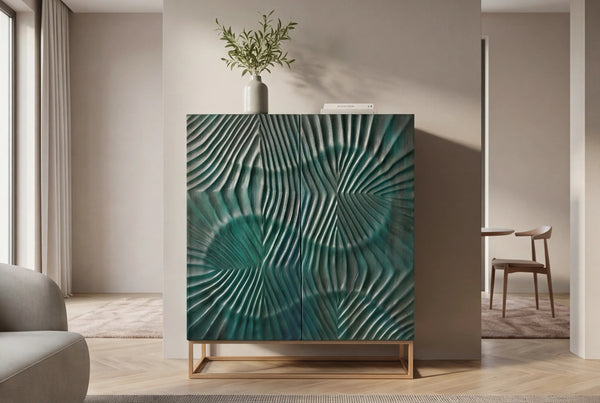 Cabinet Fossil 120cm Mango Wood Turquoise