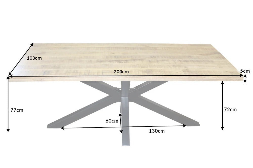 Dining Table Titan 200cm Mango Wood Natural