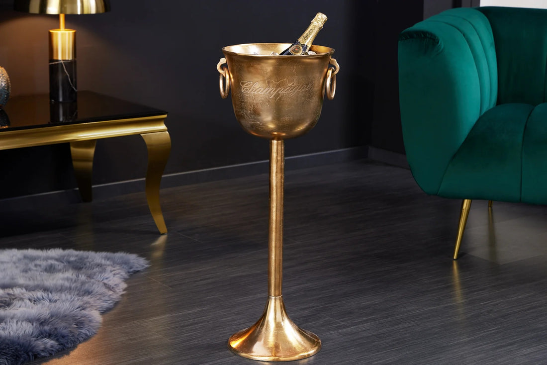 Champagne Cooler 80cm Metal Antique Gold